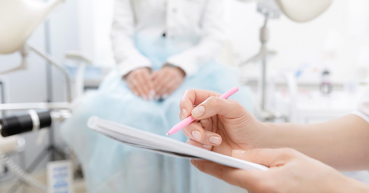 visit a gynecologist Young woman patient at gynecologist appointment consults in medical institution.
